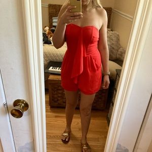 Strapless orange going out romper